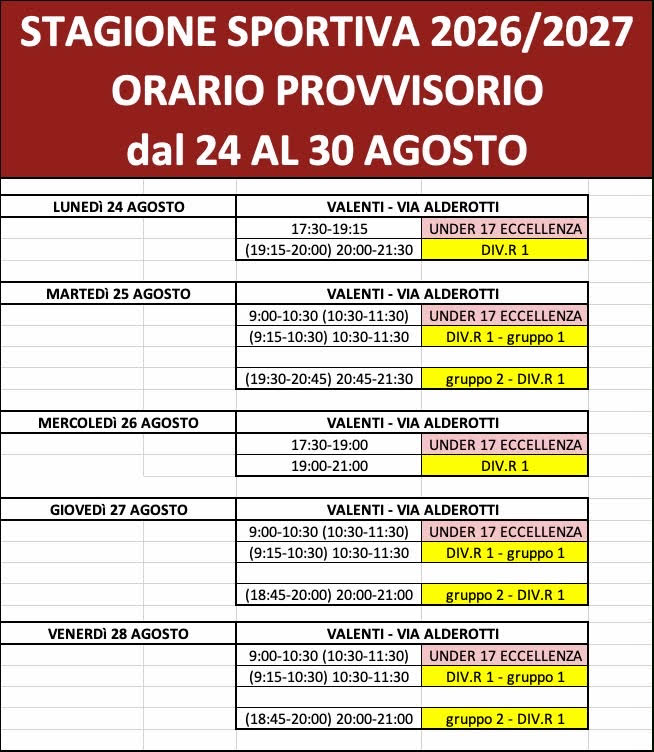 Orari 24 31 Agosto